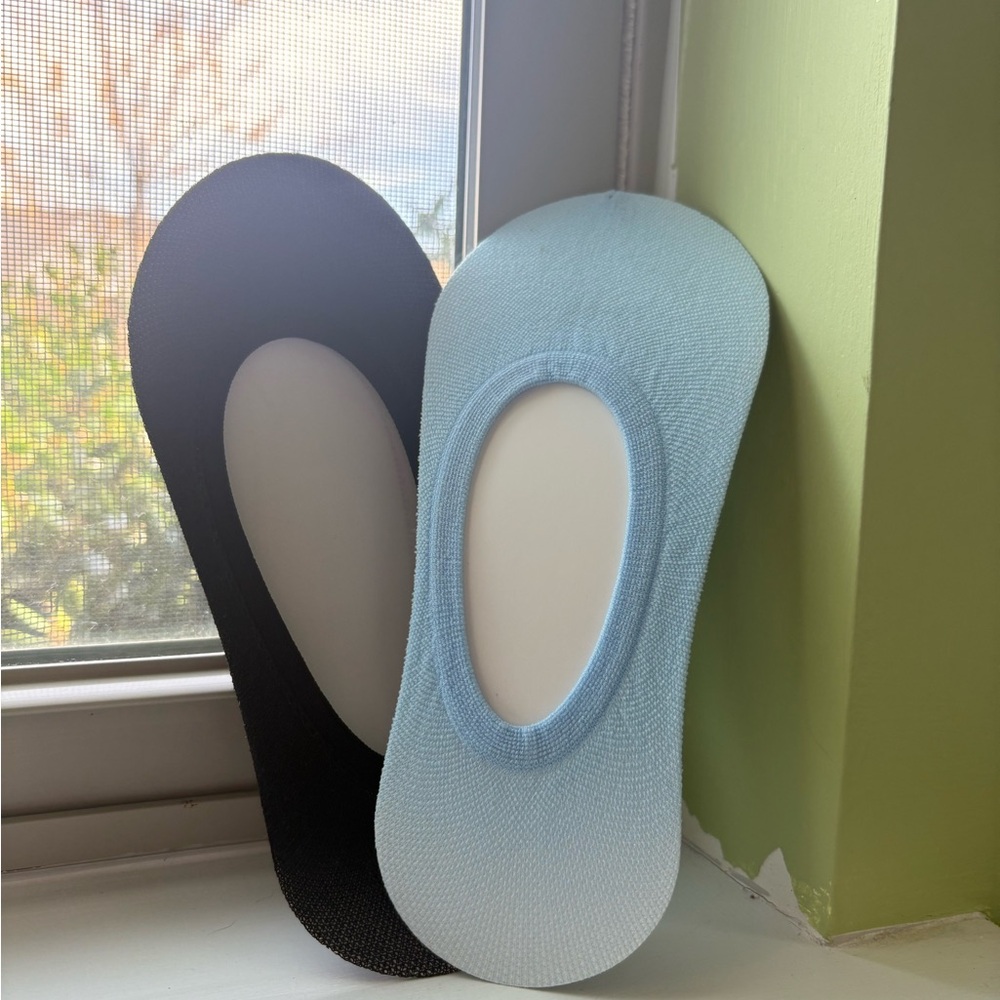 No-Show Liner Socks - Black and Light Blue 2 pair